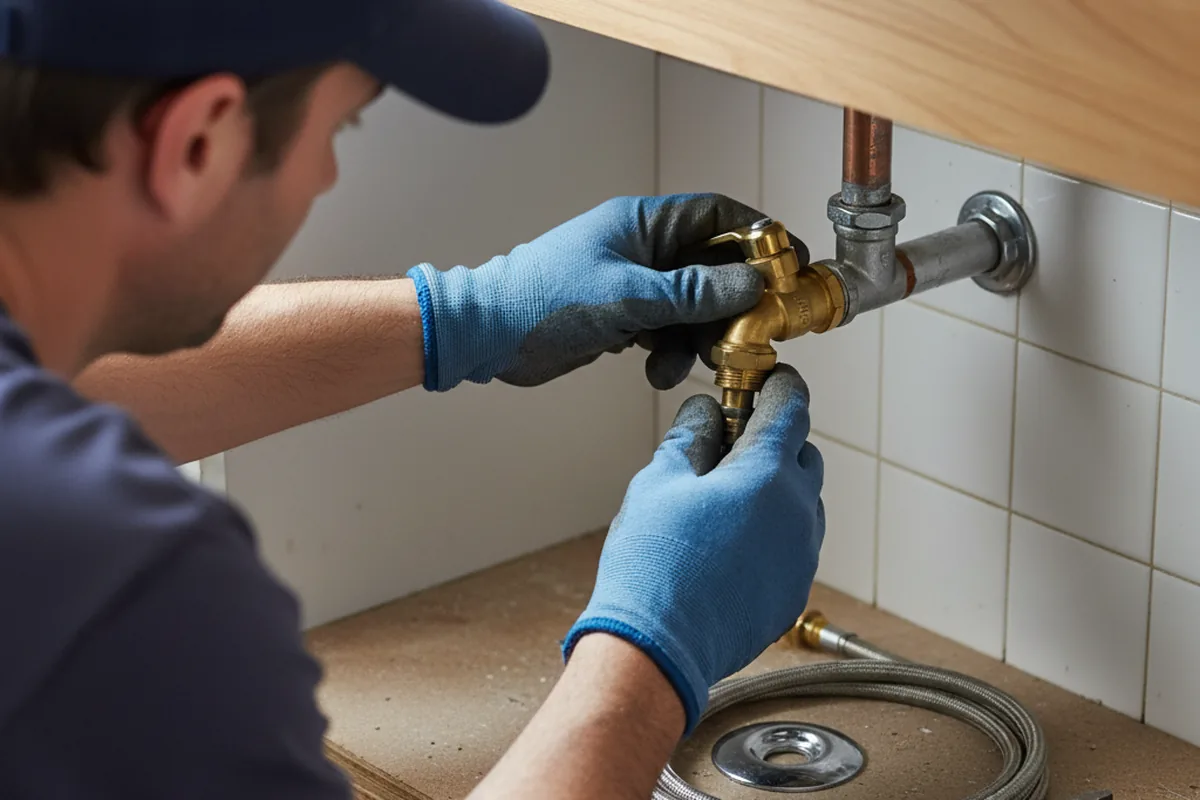 Shutoff valve and fitting work during Burst Pipe Repair in Orange